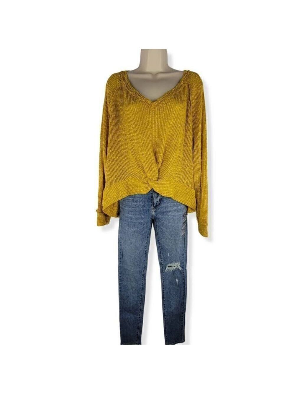 Blu Pepper Yellow Knit Sweater Large Junior